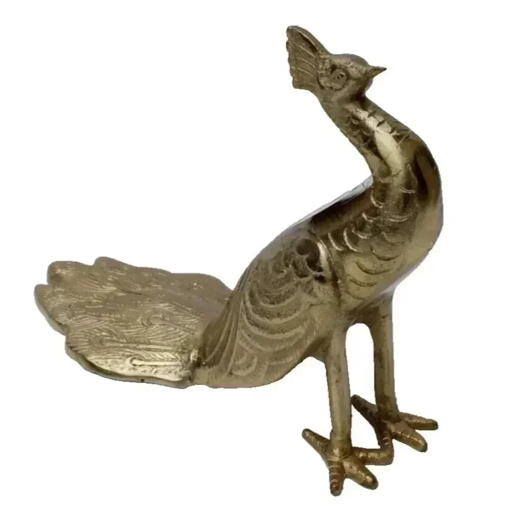 New Large Tropical Gold Metal Peacock Home Decor Statue Figurine